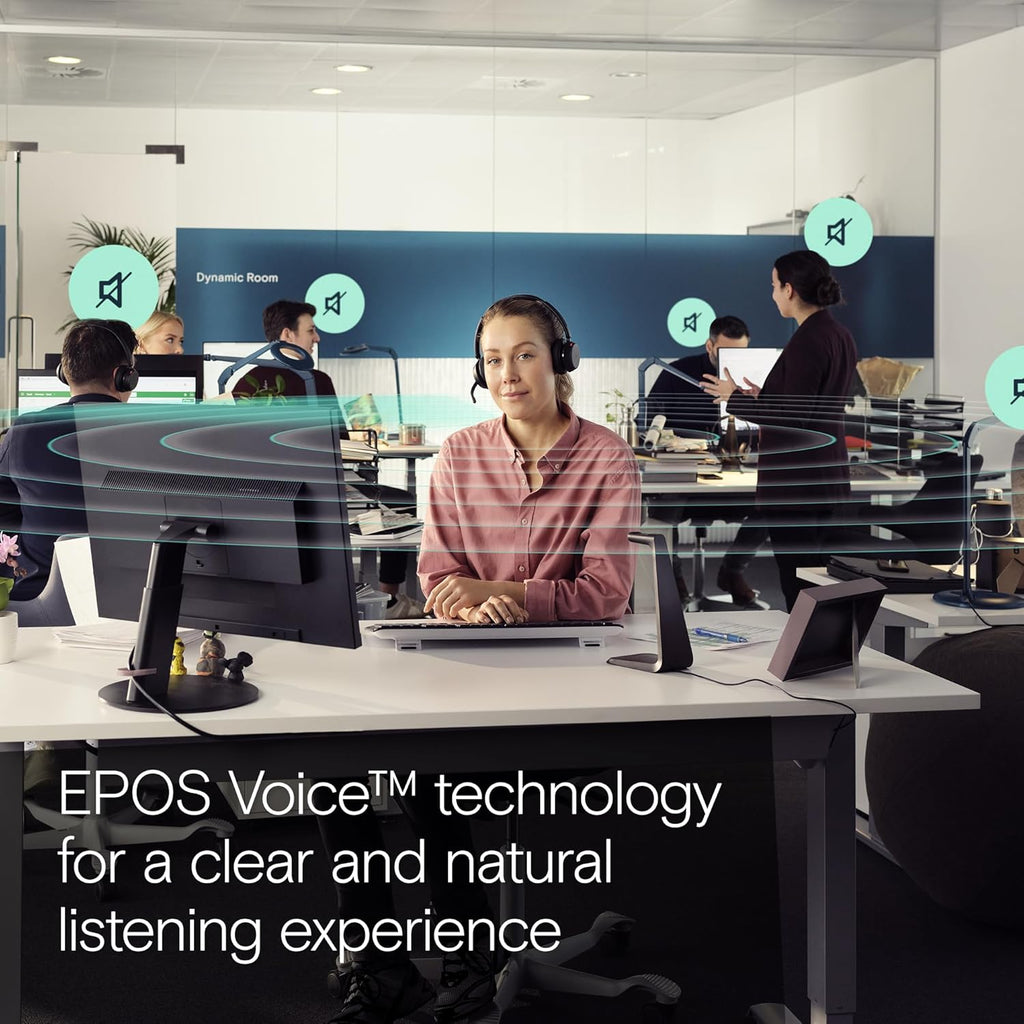 EPOS Impact 1061T ANC - Premium Open Office Headset with Hybrid Adaptive ANC, EPOS AI™ Microphone Technology, and Multipoint Connectivity