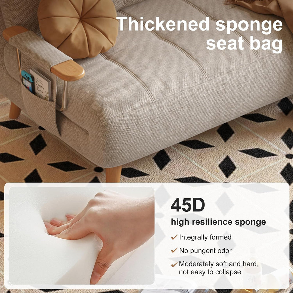 5-in-1 Convertible Chair Bed Sleeper, 5-Position Adjustable Backrest & Storage, 28' Compact Modern Sleeper Chair for Small Spaces, Guest Room, Living Room (Single Sofa bed-28.35')