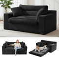 Convertible Sofa Bed, Pull Out Boneless Couch Loveseat Floor Sofa Bed with Pillows, 2-Seater Folding Sofa Loveseat Boneless Couch for Living Room, Bedroom, Apartment, Office (Black)