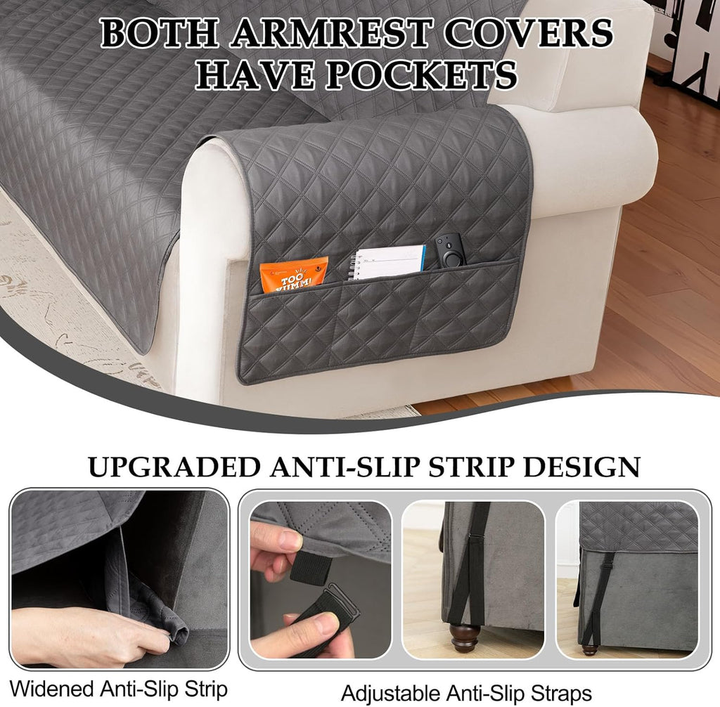 HDCAXKJ Waterproof Sectional Couch Cover L Shaped Sofa Covers Washable Corner Sectional Slipcovers Dog Pet Proof U Shape Furniture Protector with Upgraded Anti Slip Strips (XX-Large, Dark Grey)