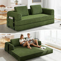78'' Sleeper Couch Bed for Living Room, Convertible Modular Sofa with Fixed Frame and Side Pocket, Corduroy Futon Boneless Couches in a Box, No Assembly, Green