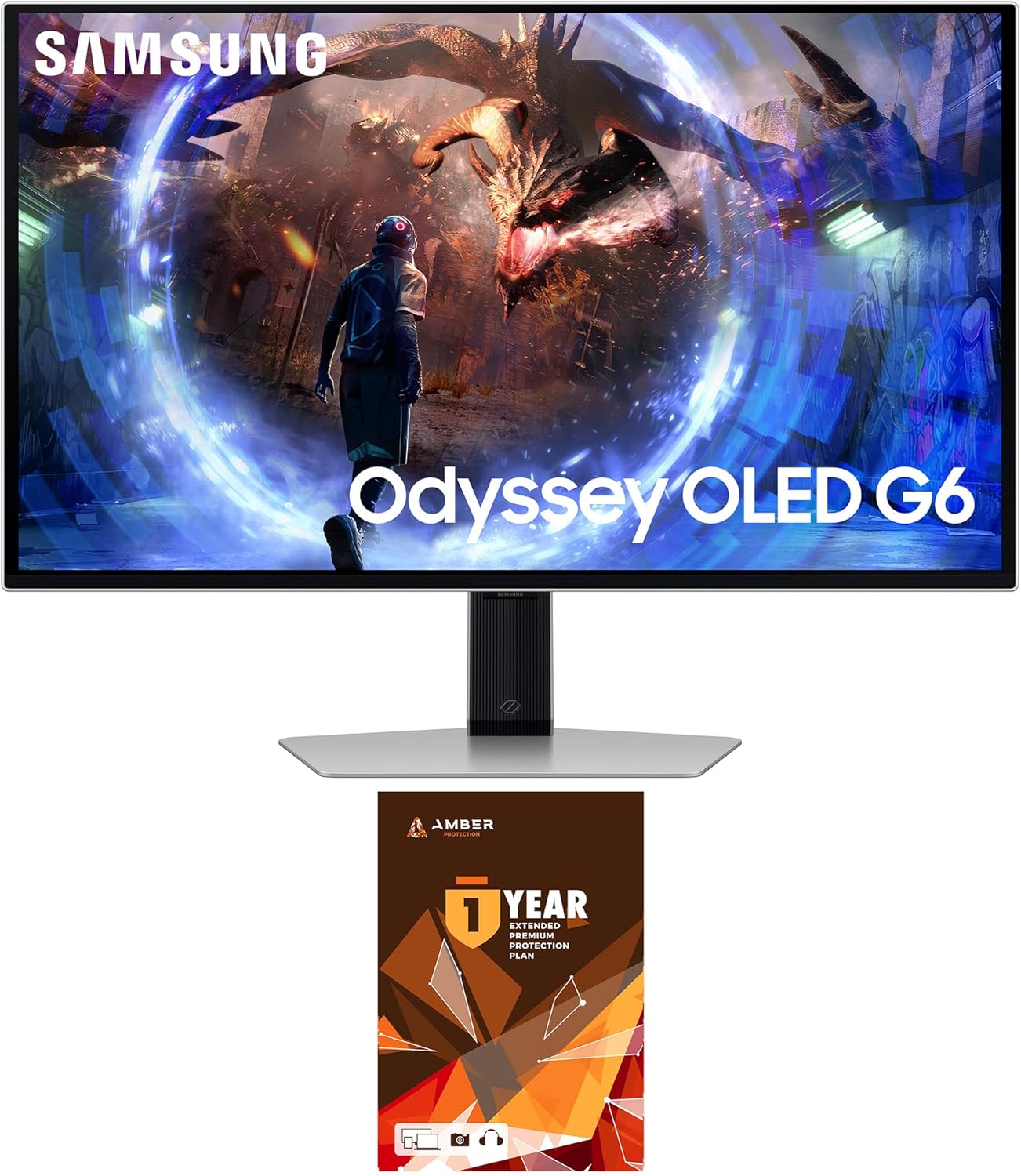Samsung LS27DG602SNXZA 27 Inch Odyssey OLED QHD 360Hz Gaming Monitor with 1 Year Amber Protection Extension Plan (2024)