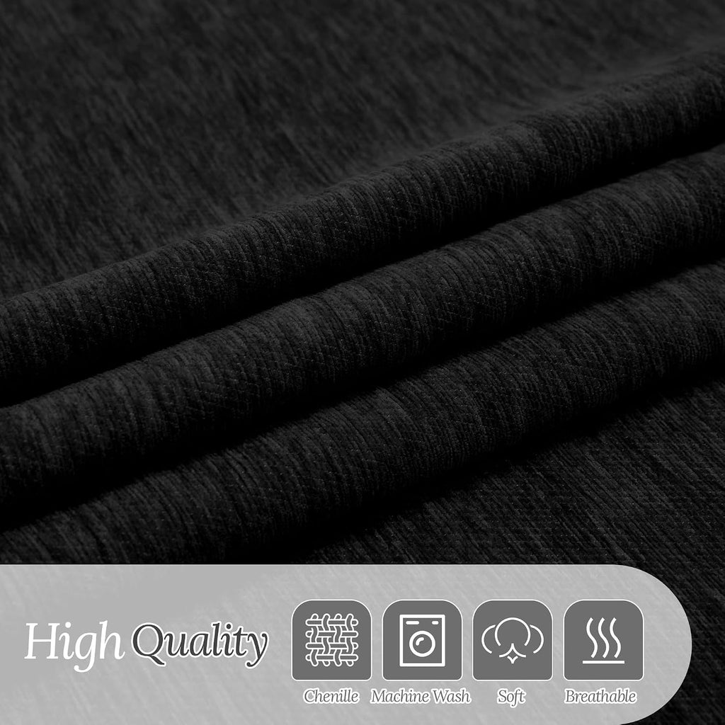 HDCAXKJ Corner Sectional Couch Covers for Dogs L Shape Sofa Cover with Tassel Chenille Soft Non Slip U Shaped Couch Cover Blanket Washable Sofa Slipcovers Protector (Charcoal Black, 91x252 inch)