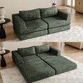 Chenille Convertible Futon Sofa Bed – Folding Iron Frame Sleeper Couch with Adjustable Backrest, Loveseat Recliner for Living Room, Apartment,(Green)