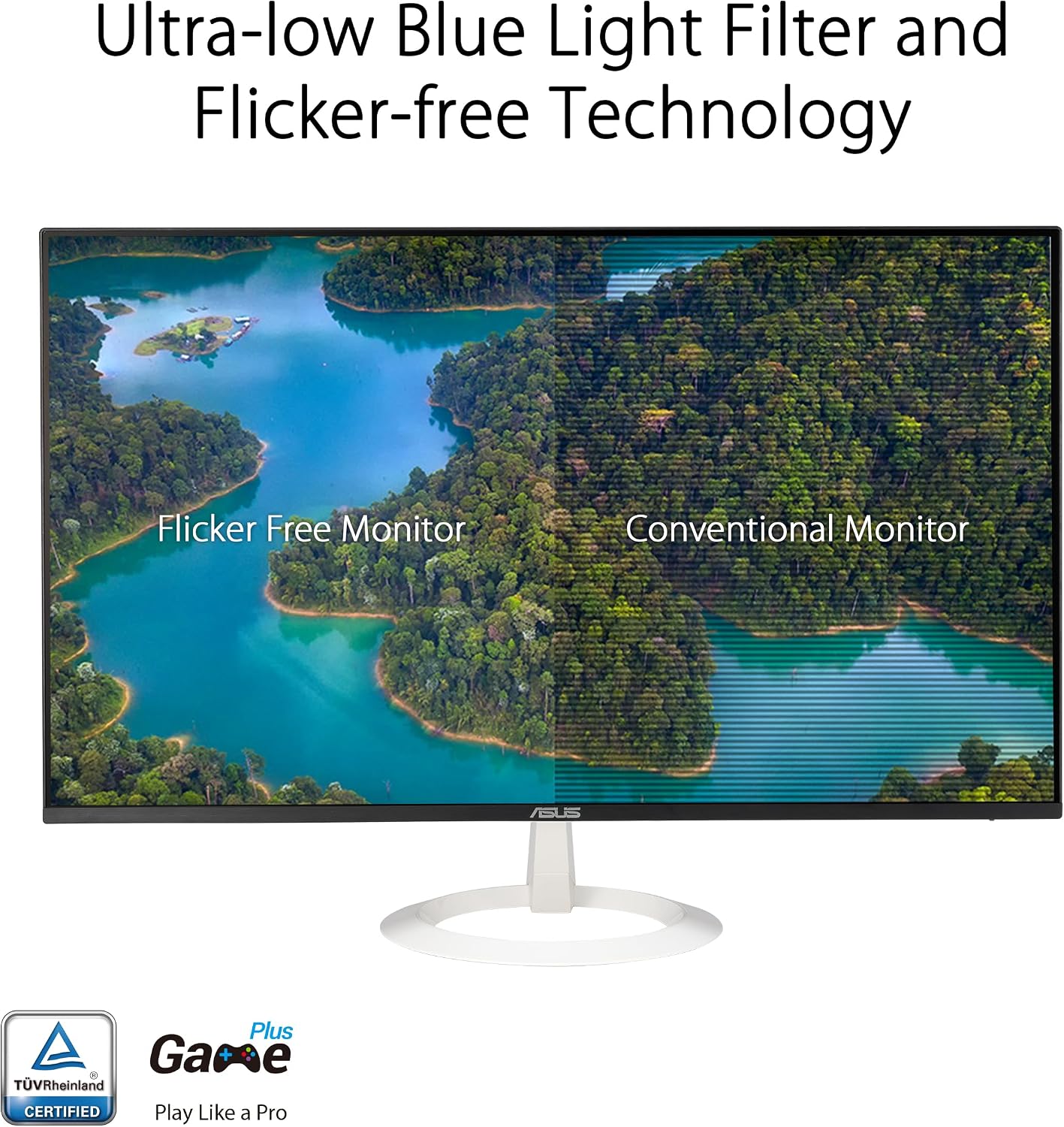 ASUS 24' (23.8-inch viewable) Eye Care Monitor (VZ24EHF-W) - IPS, Full HD (1920 x 1080), Frameless, 100Hz, Adaptive-Sync, 1ms, HDMI, Low Blue Light, Flicker Free, Ultra-Slim Profile, 3 yr Warranty