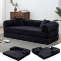 Convertible Folding Sofa Bed,Fold Out Floor Sofa Couch with Fixed-Shape Frame,Corduroy Foldable Mattress Cloud Couch for Living Room Bedroom (Black, 78 Inch)