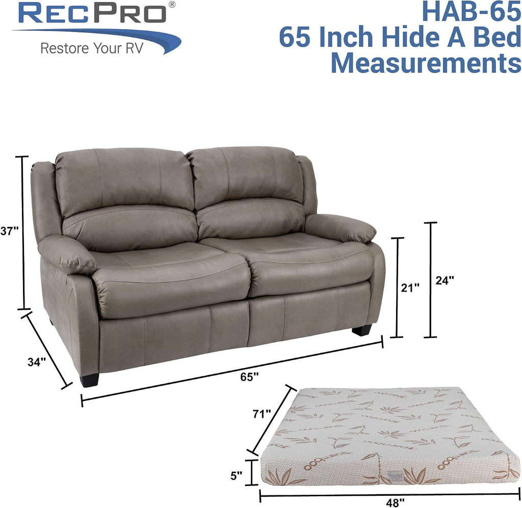 RecPro Charles Collection | 65' RV Hide A Bed Loveseat | Memory Foam Mattress | Pull Out Couch | RV Furniture | Chestnut