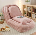 Upholstered Human Dog Bed for Adult & Pets, Convertible Lazy Sofa Bed with 5 Adjustable Position, Comfy Tatami Bean Bag Lounge Chair with 2 Soft Pillows for Bedroom Living Room Office (Pink)
