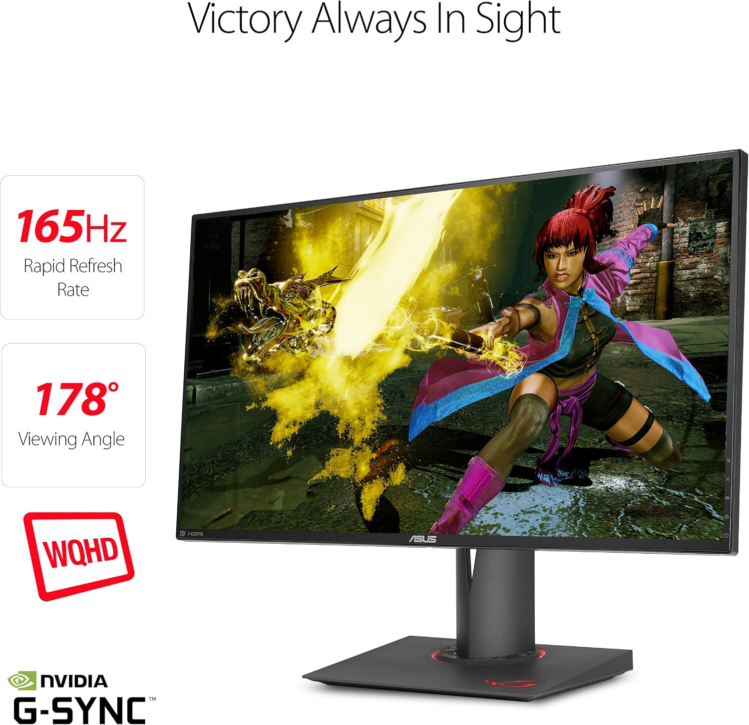 ASUS ROG Swift 27' 1440P Gaming Monitor (PG279QZ) - QHD (2560 x 1440) IPS, 165Hz, G-SYNC, Eye Care, DisplayPort, HDMI, Tilt, Swivel, Pivot, Height Adjustable