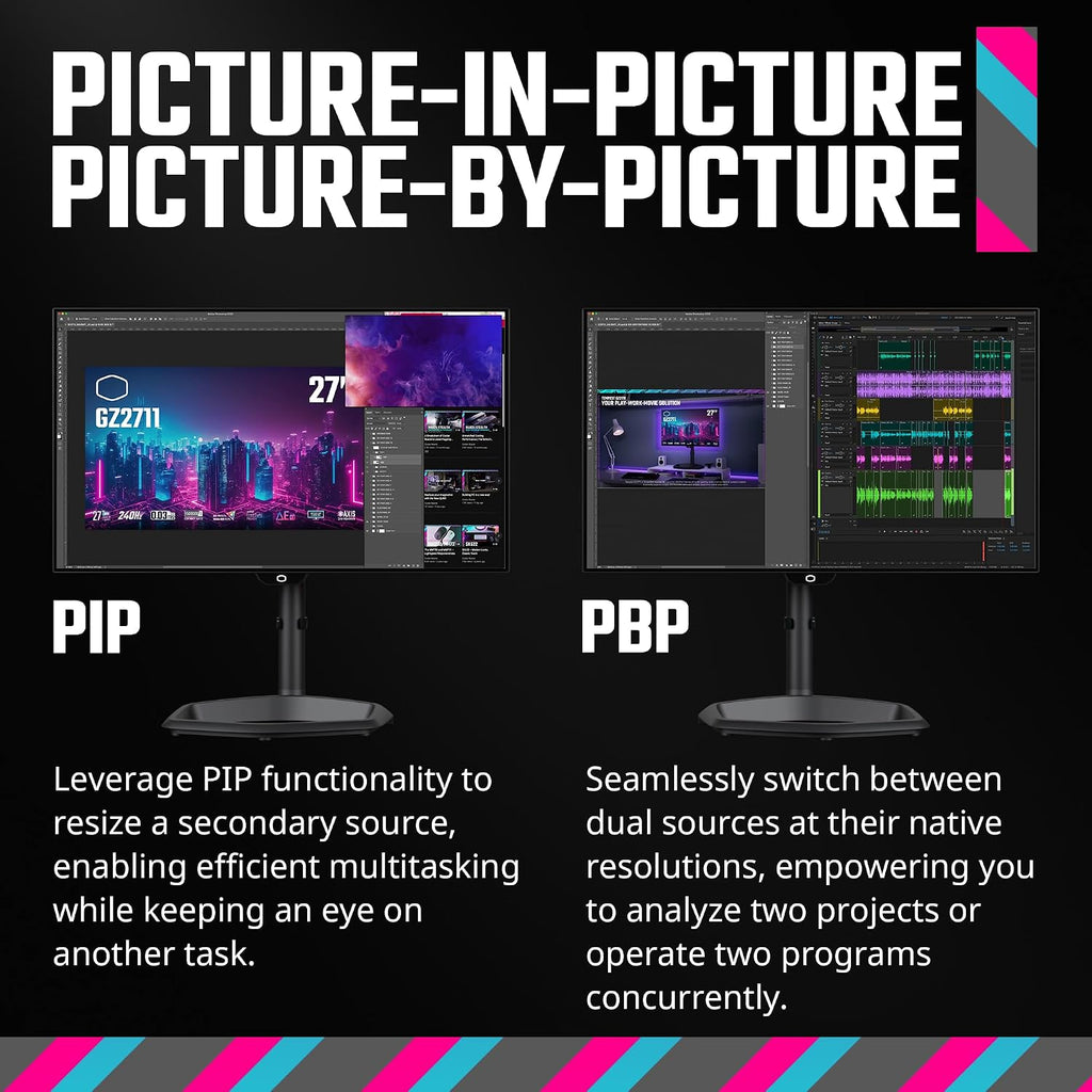 Cooler Master Tempest GZ2711 27' OLED 2K 144Hz|240Hz QHD 2560 x 1440 PC Monitor, 0.03ms (MPRT), HDR10, DCR, FreeSync Premium, DP1.4 * 2, HDMI 2.1 * 2, USB B*1, USB A*2, USB C*1