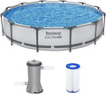 Bestway Steel Pro MAX 12' x 30' Above Ground Pool, Round Metal Frame Outdoor Swimming Pool Set with Filter Pump & Type III A/C Cartridge, Gray