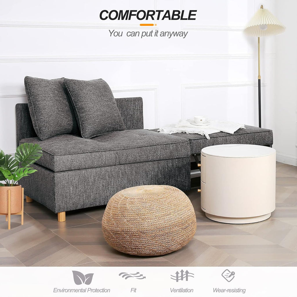 SEJOV Sofa Bed 4-in-1 Convertible Sofas & Couches, 3-Seat Linen Fabric loveseat Sofa with 2 Throw Pillow, Single Recliner for Small Space with 5 Adjustable Backrest, Dark Grey
