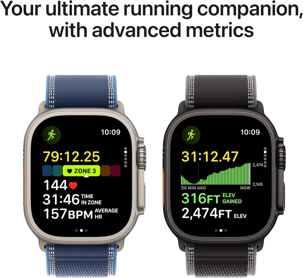 Apple Watch Ultra 3 [GPS + Cellular 49mm] Running & Multisport Smartwatch w/Rugged Titanium Case w/Black/Charcoal Trail Loop - S/M. Satellite Communications, Advanced Health & Fitness Tracking