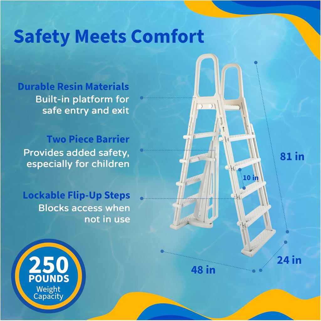 Blue Wave Marbella 15-ft x 30-ft Oval 52-in Deep Above Ground Swimming Pool – Steel Wall & Top Rails, Sand Filter, Skimmer, Liner, A-Frame Ladder & Maintenance Kit – Complete Outdoor Pool Accessories