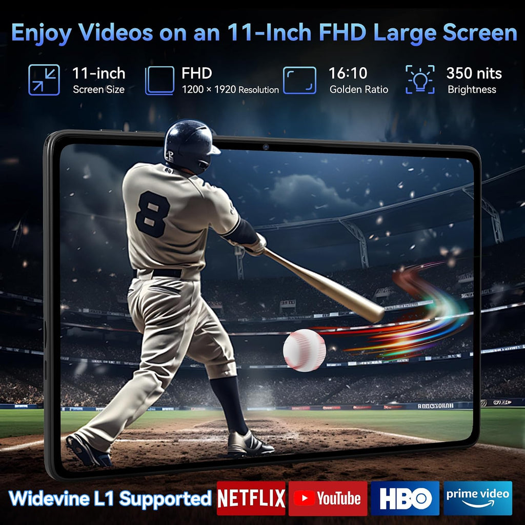 Tablet 2026 World's First Android 16 Tablet with Gemini AI, 11 Inch FHD Display, 24GB RAM 128GB ROM /2TB TF, T7250 CPU+13MP Camera, 8000mAh, Widevine L1, 2 in 1 Tablets with Keyboard Mouse Stylus
