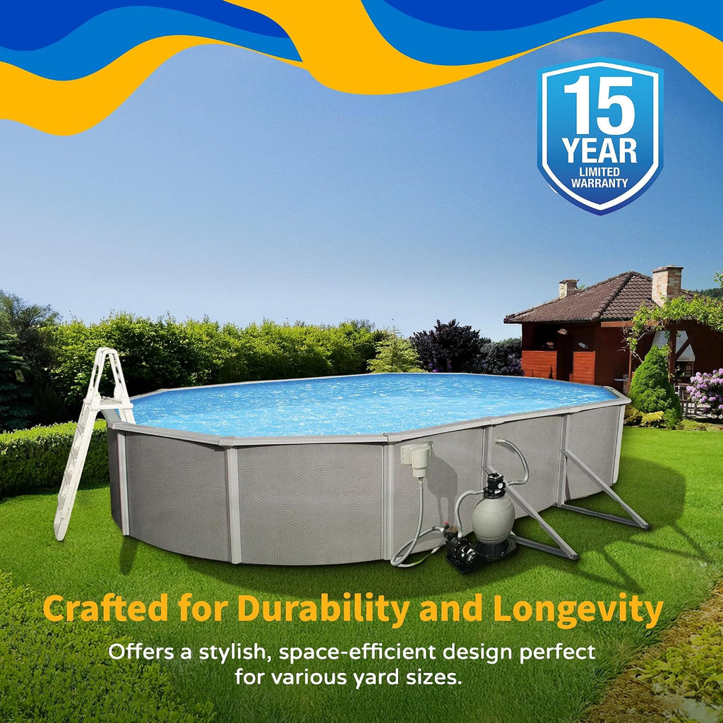 Belize 15-ft x 30-ft Oval 52-in Deep 6-in Top Rail Swimming Pool Package