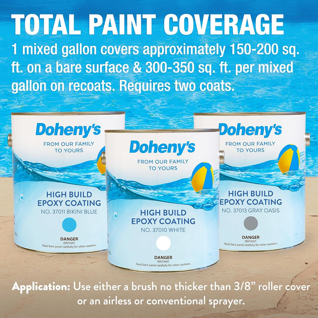 Doheny's Pro-Grade High Build Self-Priming Epoxy Swimming Pool Paint | Formulated for Excellent Stain, Chemical, and Abrasion Resistance | VOC Compliant (Blue Ice)