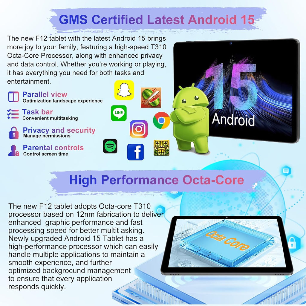 Android 15 Tablet 30GB+128GB+1TB Expand, 2026 10.1 Inch Octa-Core 8000mAh Electronics Tablets with Keyboard Mouse, Gemini AI, 5G WiFi, 1280x800 IPS Touchscreen, GPS, BT5.0, Widevine L1 -Metal Black