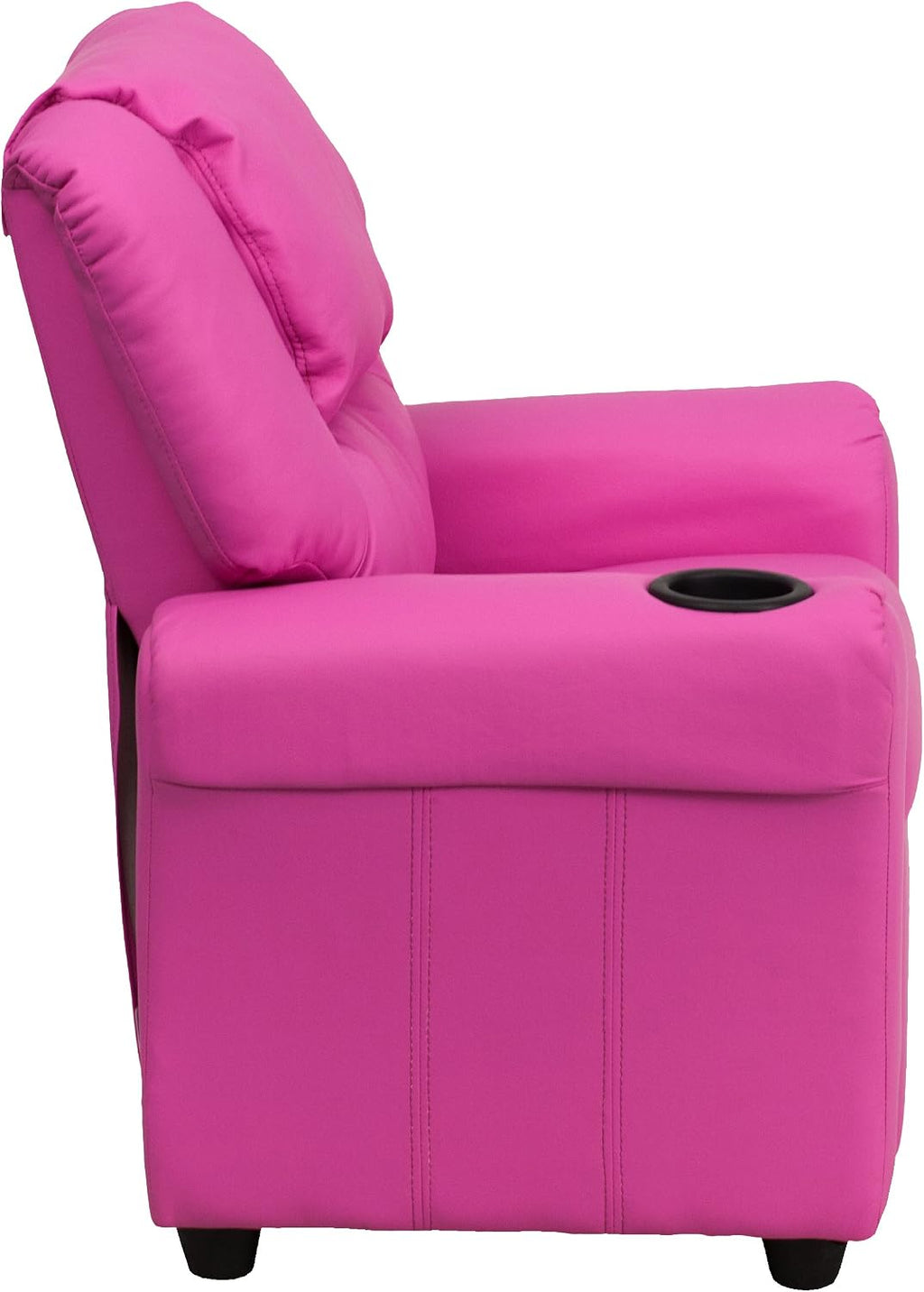 EMMA + OLIVER Hot Pink Vinyl Kids Recliner with Cup Holder and Headrest