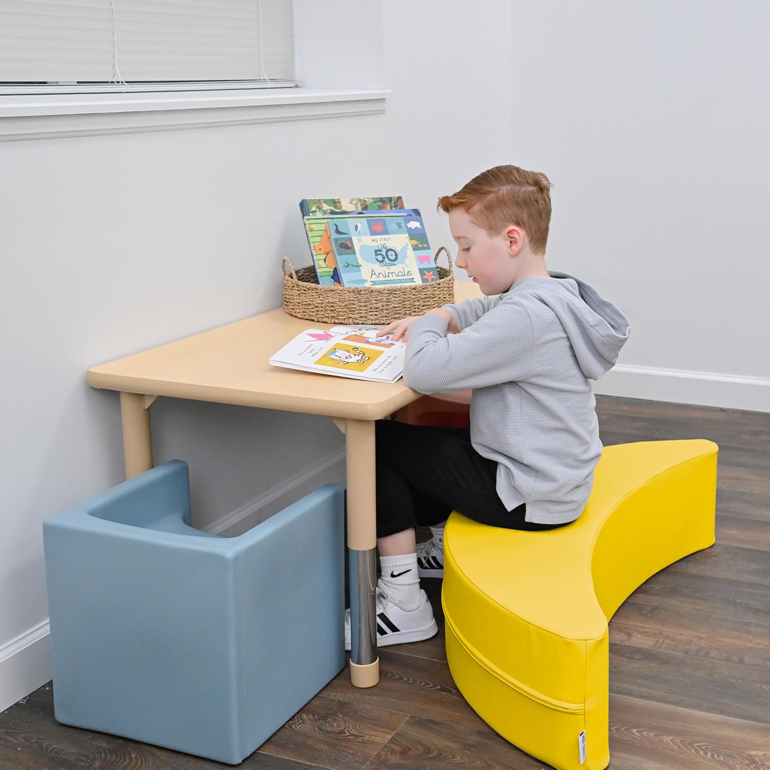 Children's Factory Happy Rocker, Flexible Classroom Seating, Active Seating for Young Learners, Banana Chairs for Kids, Yellow