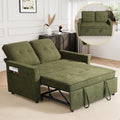 EJUNQ Pull Out Couch, Convertible Sofa Bed with USB and Reclining Backrest, Modern 3 in 1 Sleeper Sofa Couch Bed with Side Pockets, Comfortable Loveseat Sleeper for Small Spaces.(Green)