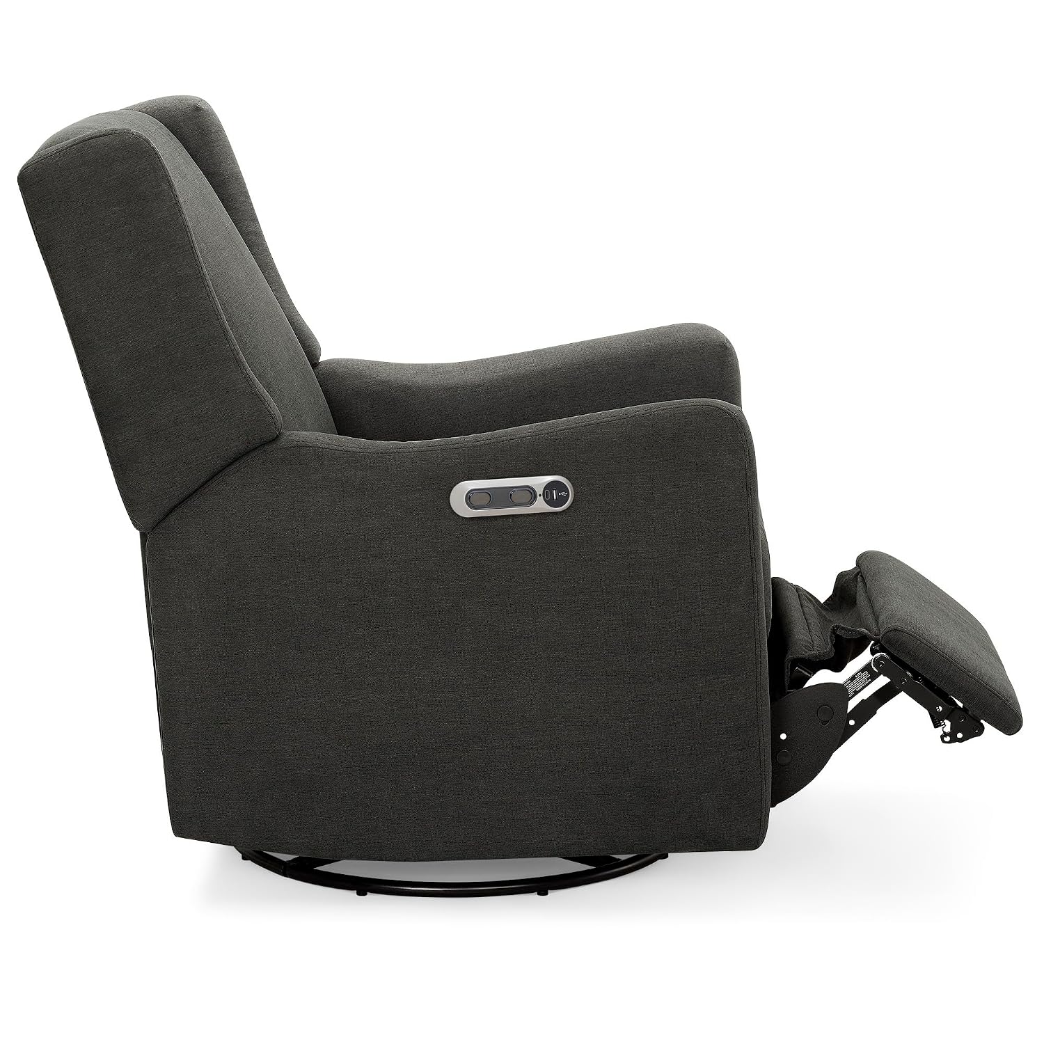 Delta Children Mercer Electronic Power Recliner and Swivel Glider with USB Port in LiveSmart Performance Fabric - Water Repellent & Stain Resistant, Dark Grey
