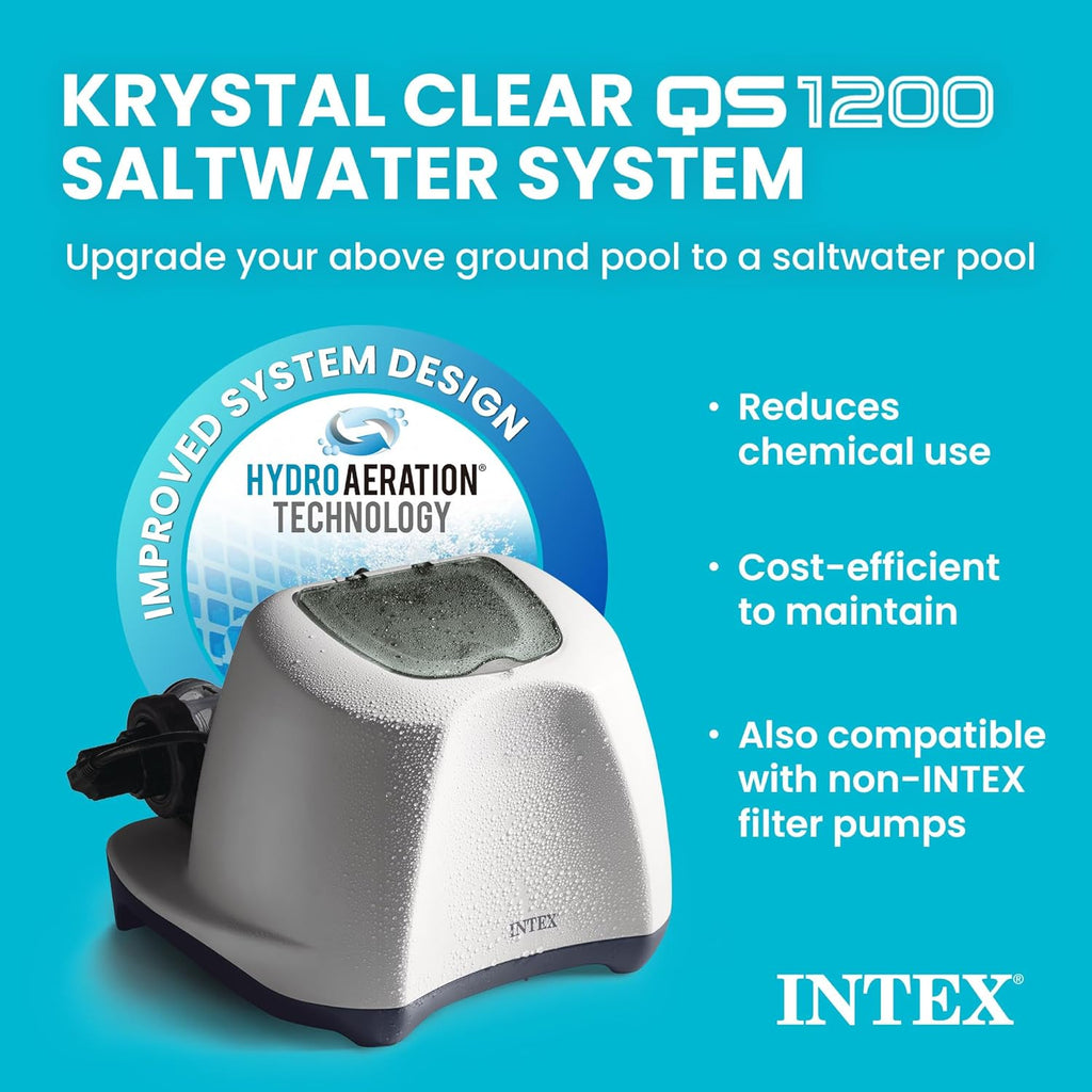 INTEX 26373EH Ultra XTR 32ft x 16ft x 52in Above Ground Swimming Pool Set with Sand Filter Pump and Krystal Clear Saltwater System