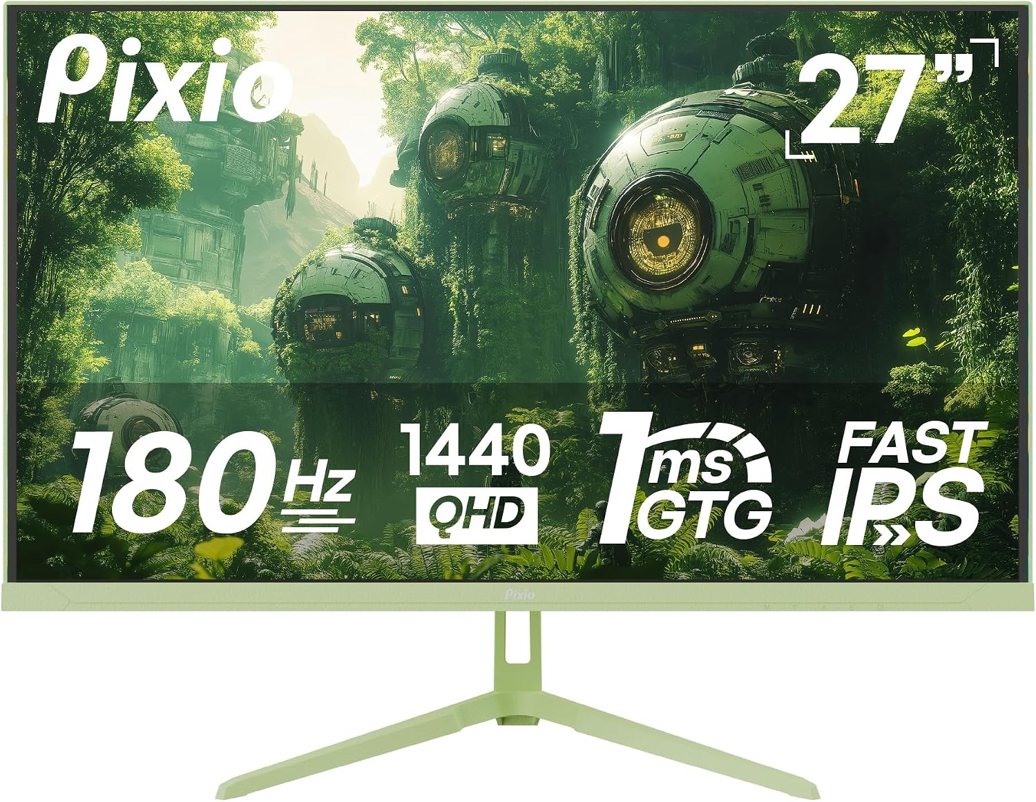 Pixio Two PX278 Wave Mint Green 27 inch 180Hz Refresh Rate FHD 1440p Resolution Fast IPS Panel 1ms GTG Response Time Gaming Monitor and PS1D Wave Mint Green Green Dual Monitor Arm