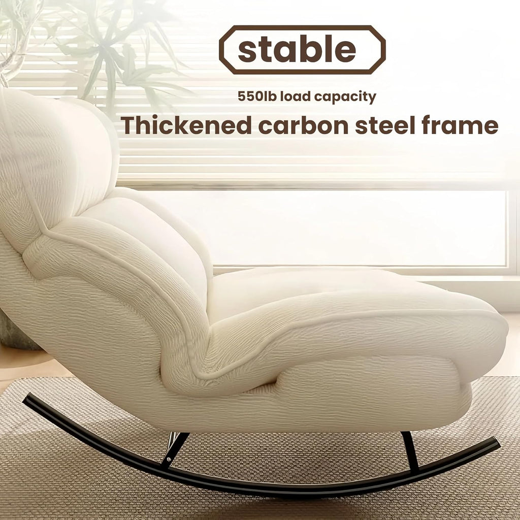 Sofa Rocking Chair Metal Frame with Adjustable Backrest Comfortable Decorative Chair Modern Ergonomic Sofa for Living Room Bedroom