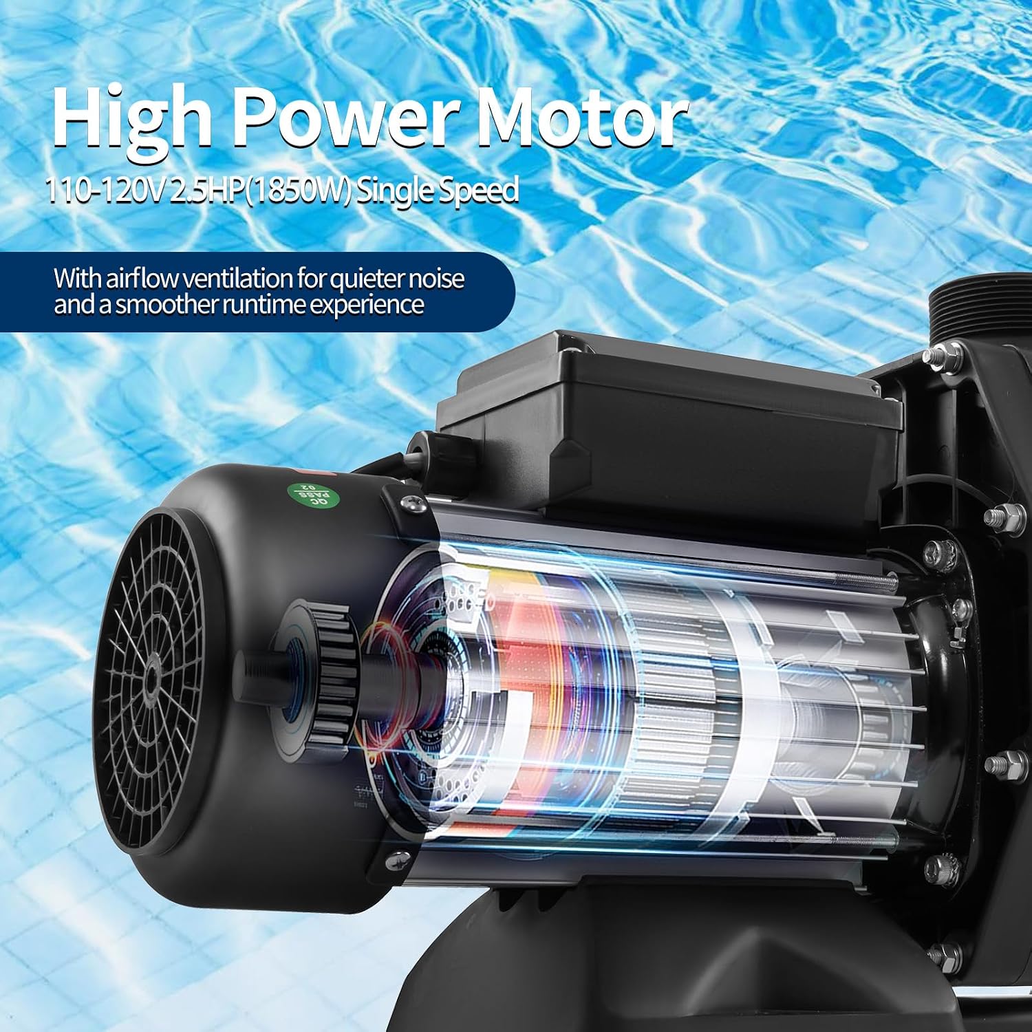 Leomru 2.5 HP Pool Pump 8880 GPH Self Priming in/Above Ground Swimming Pool Pump 110V Single Speed Pumps with Strainer Basket 4Pcs Connectors