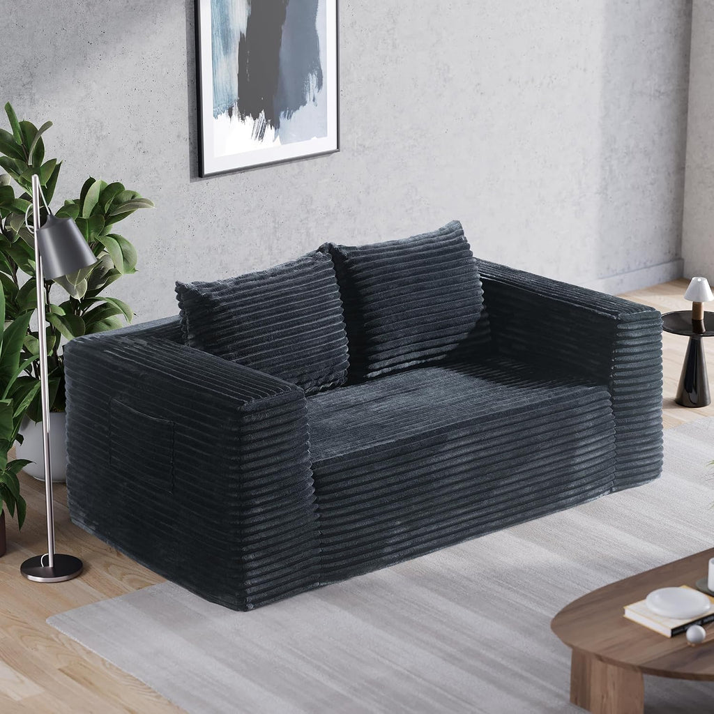 TeQsli Loveseat Sofa, 71' Foam Sofa in a Box, Plush Corduroy Deep Seat Couch, No Assembly Needed, Modern Sofa for Compact Living Rooms, Apartments, and Offices