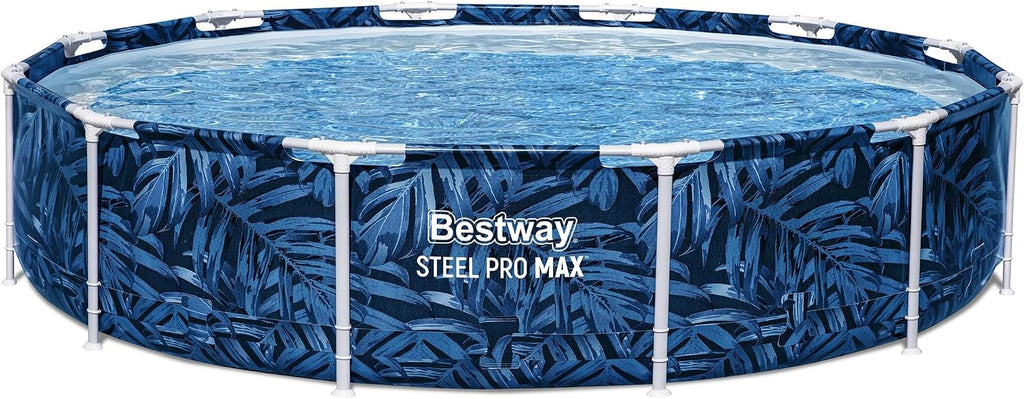 Bestway: Steel Pro MAX - Round Swimming Pool Set - 12' x 30' Tropical - Above Ground, Tritech Construction, Filter Pump, Steel Frame, Click-Assembly