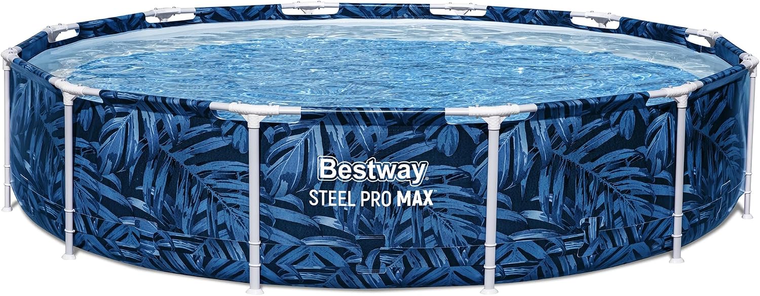 Bestway: Steel Pro MAX - Round Swimming Pool Set - 12' x 30' Tropical - Above Ground, Tritech Construction, Filter Pump, Steel Frame, Click-Assembly