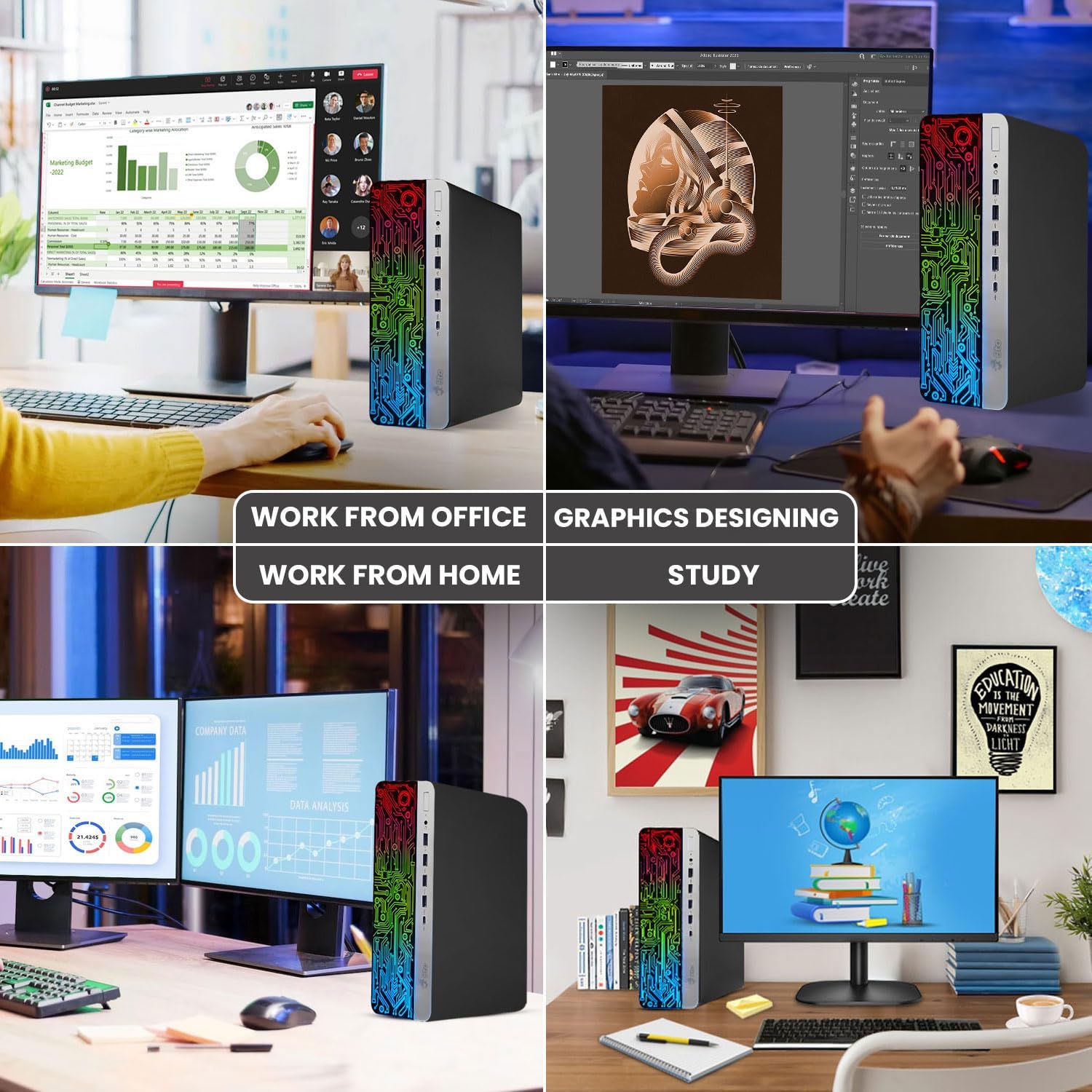 HP ProDesk Desktop RGB Computer PC Intel i5-6th Gen. Quad-Core Processor 16GB DDR4 Ram 256GB SSD, 22 Inch Monitor, Gaming Keyboard and Mouse, Built-in WiFi, Windows 11 (Renewed)
