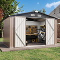 Aoxun 8x6 FT Outdoor Storage Shed - Metal Shed with Lockable Doors & Air Vents, Waterproof Outside Storage Shed for Tool, Garbage Can, Bike, Mower, for Backyard Garden Patio, Brown