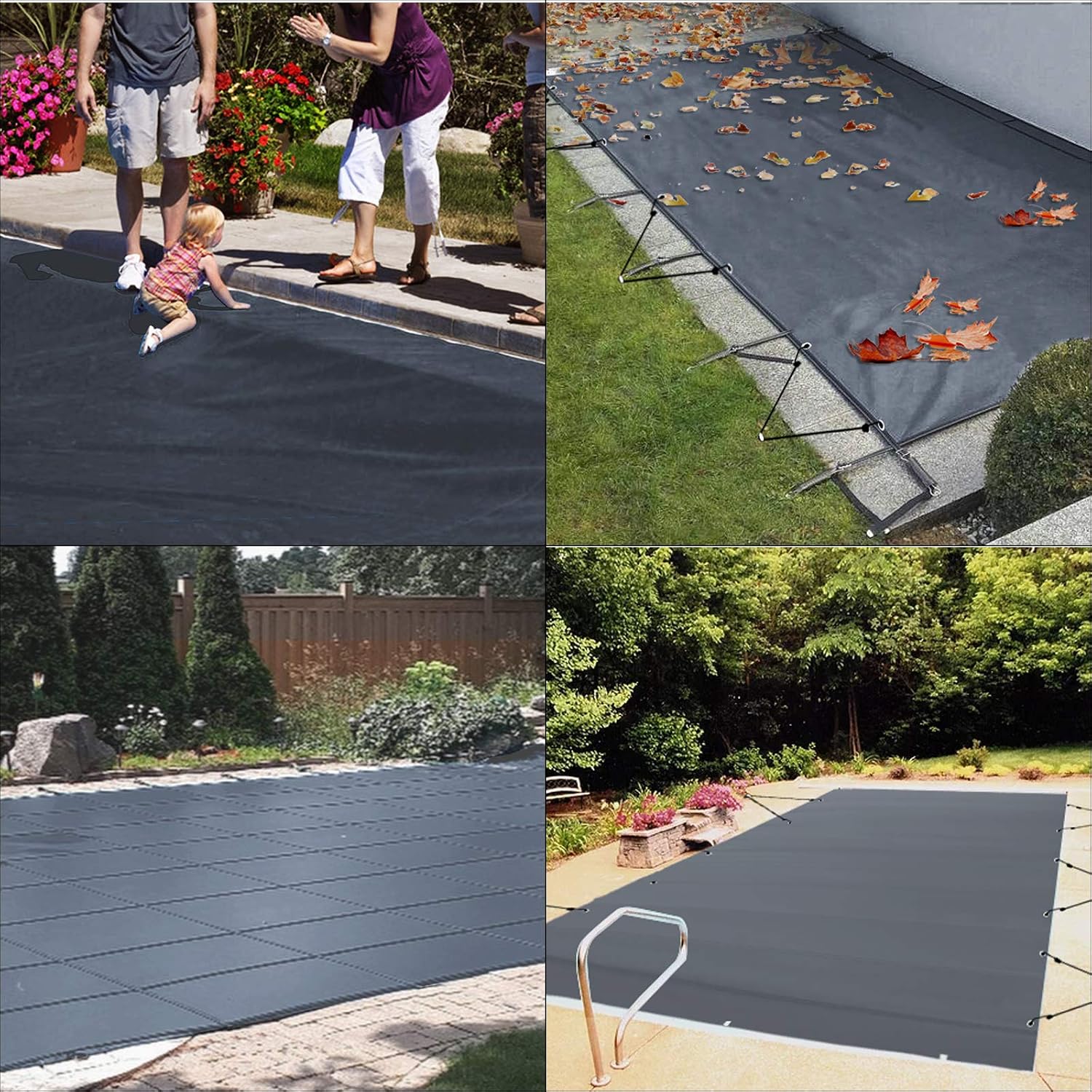 VEVOR 12x20ft Rectangular Swimming Pool Cover, PVC Charcoal Winter Canopy, Waterproof & Dirt-Repellent