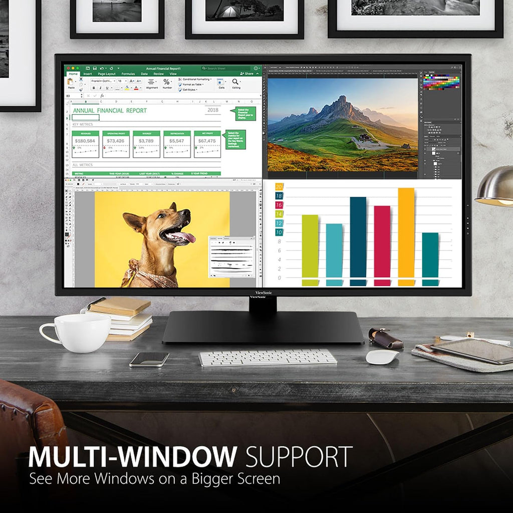 ViewSonic VX4381-4K 43 Inch 4K Monitor, MVA Display with HDR10 for Ultimate Home Entertainment and Large-Format Productivity, Eye Care Technology, HDMI, and DisplayPort Inputs