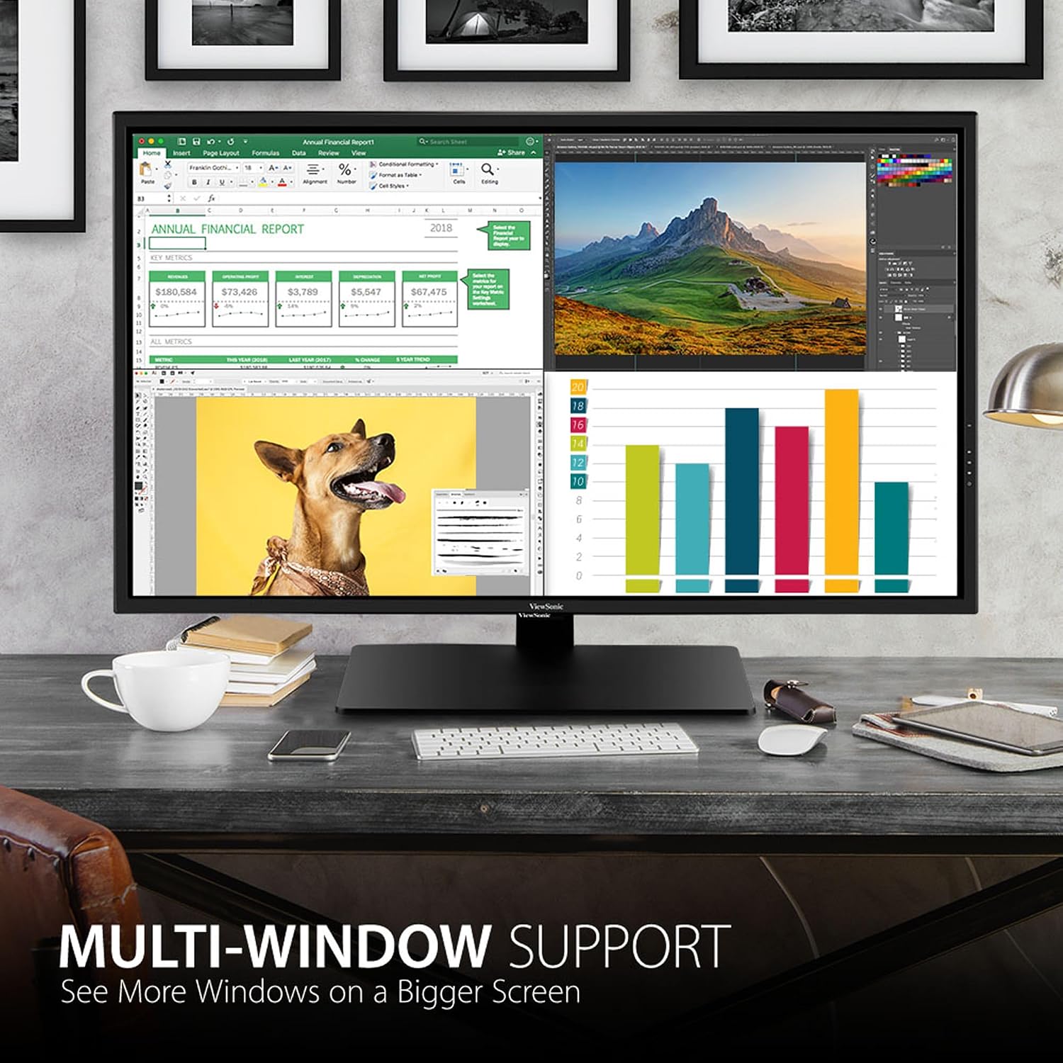 ViewSonic VX4381-4K 43 Inch 4K Monitor, MVA Display with HDR10 for Ultimate Home Entertainment and Large-Format Productivity, Eye Care Technology, HDMI, and DisplayPort Inputs