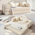 YINIX Foldable Sofa Bed, 78'' Folding Floor Couch, Compressed Convertable Sleeper Sofa, Memory Foam Couch with Pillow Back Support Armrest, 4-in-1 Futon Sofa Bed for Living Room, White