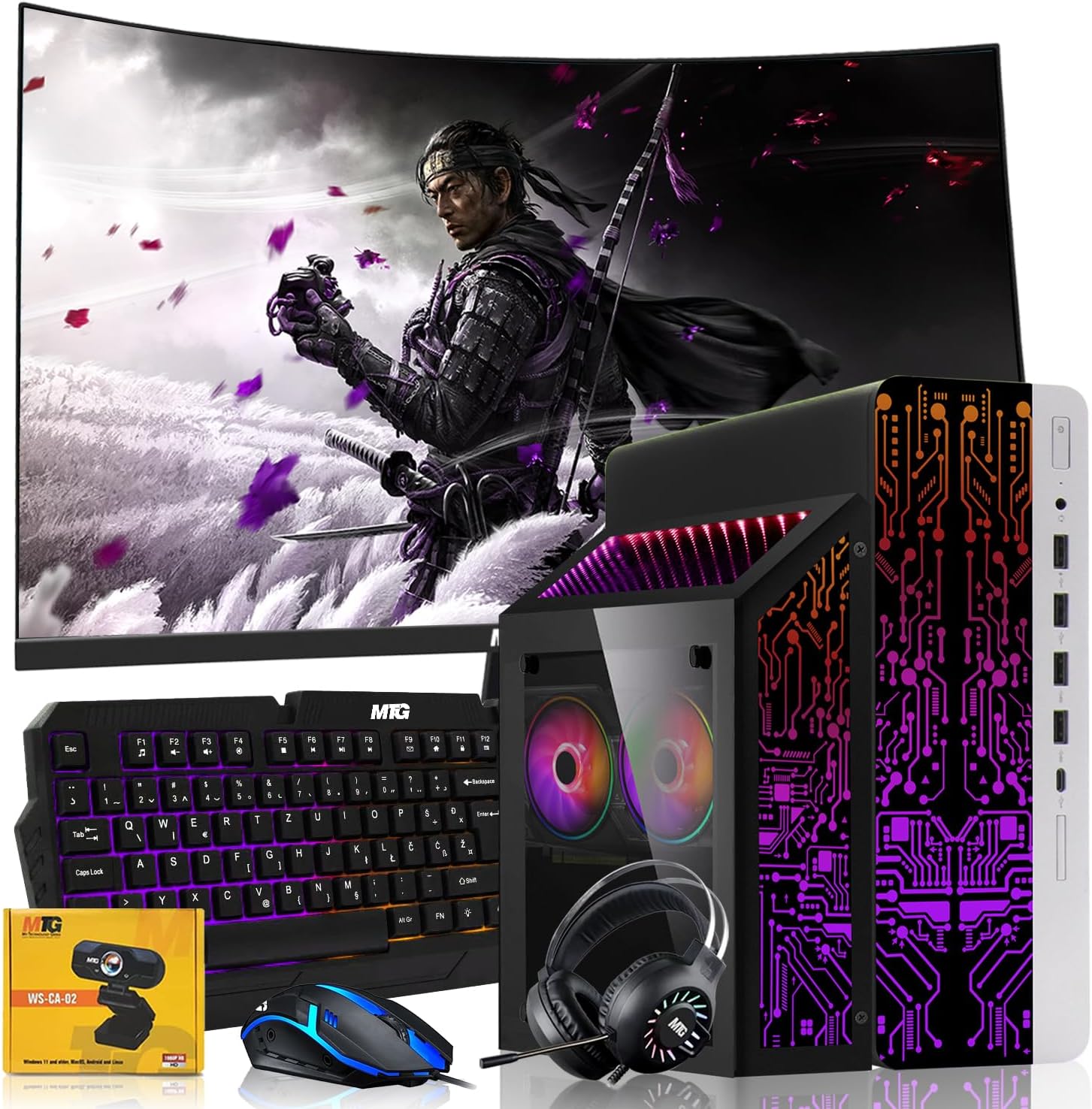 HP G3 Gaming Desktop PC Bundle with Core i7 32GB RAM 1TB SSD 27 inch Monitor RTX 1660s Graphics RGB Keyboard with AI-Enabled Copilot Key Mouse Headphones Webcam Windows 11(Renewed)