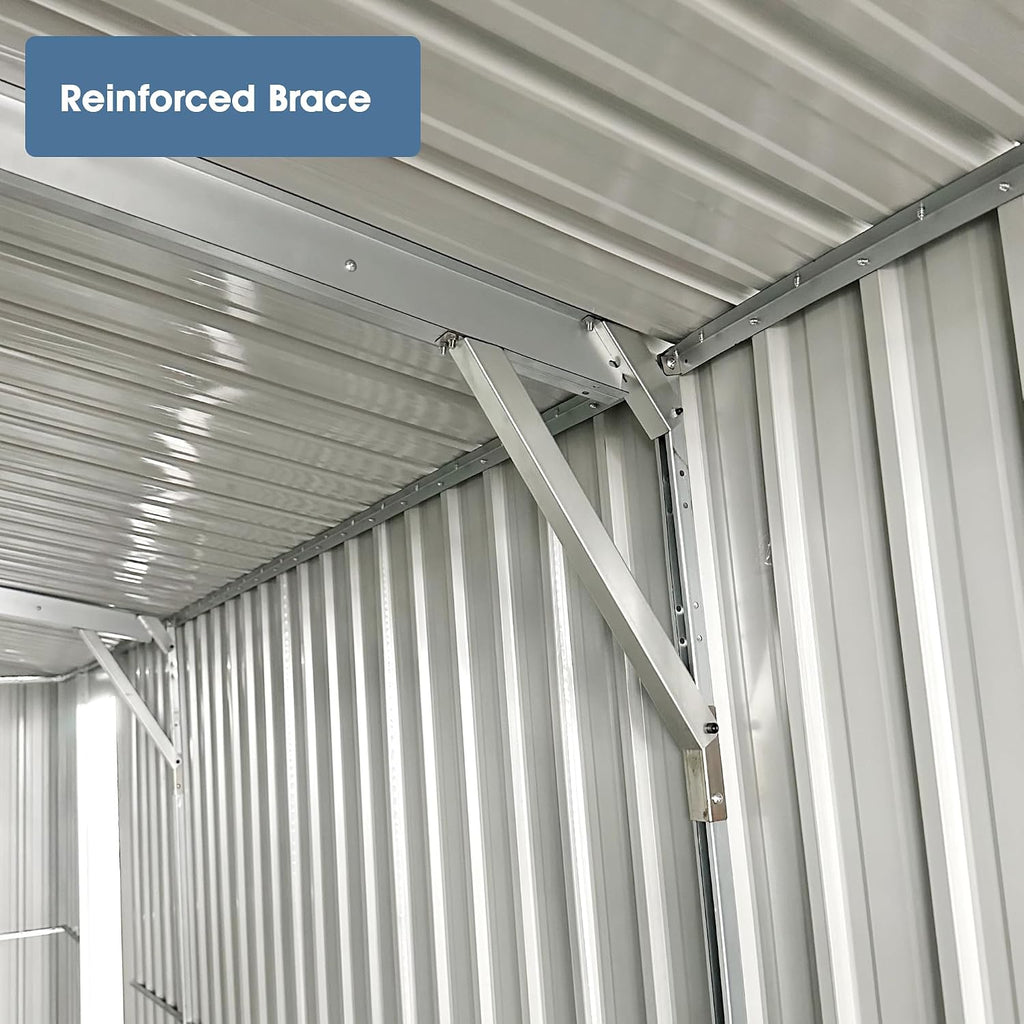 Metal Sheds, Outdoor Storage Shed, Large Metal Garage Shed with 2 Doors and 4 Vents, 13x20ft Dark Gray