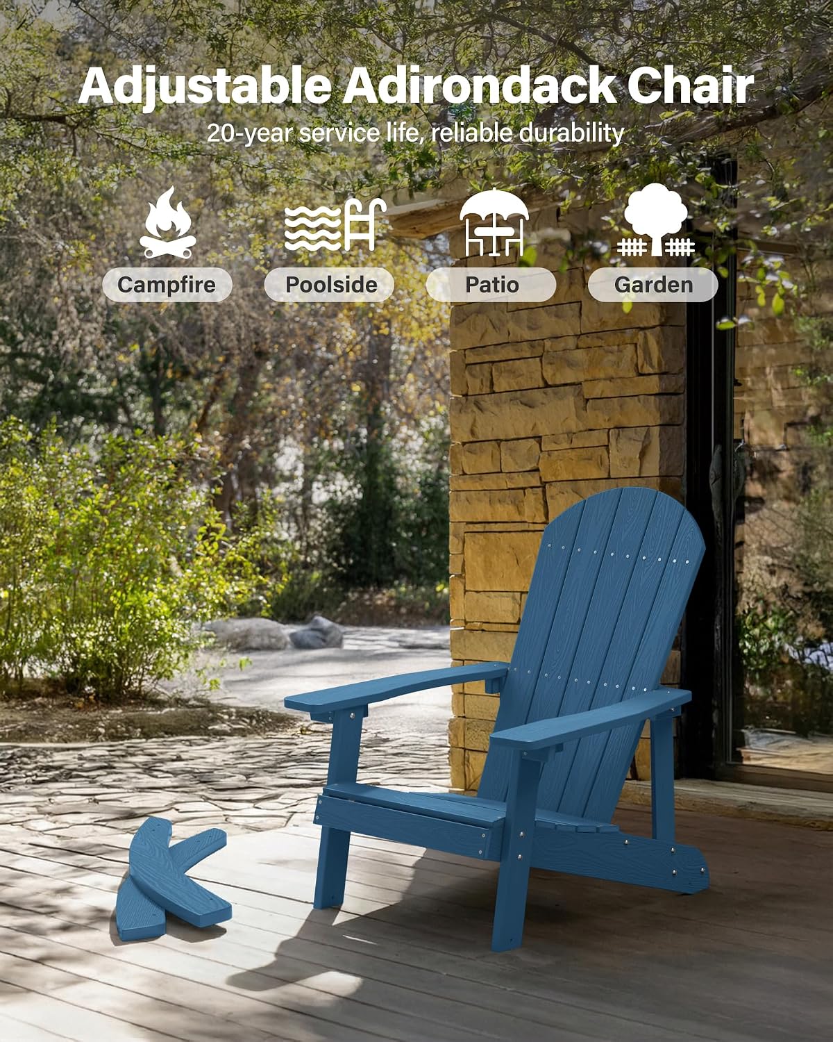 YEFU Outdoor Rocking Chair,Adirondack Rocking Chair,Patio Rocker Chair with Wide Back,Oversized Rocker Chair Look Like Real Wood, for Lawn, Porch, Backyard, Indoor and Garden(Navy Blue)
