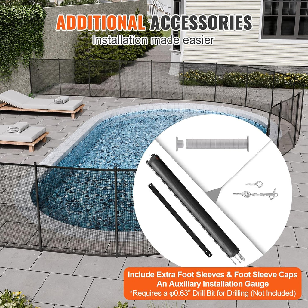 VEVOR Pool Fence, 4 x 72 FT Pool Fences for Inground Pools, Removable Safety Pool Fencing, Easy DIY Installation Swimming Pool Fence, 340gms Teslin PVC Pool Fence Mesh Protects Kids and Pets