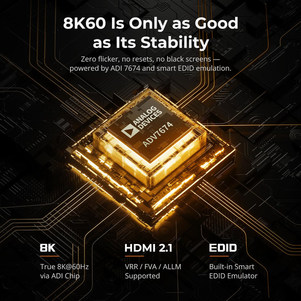 TESmart 8K@60Hz HDMI KVM Switch 1 Monitor 4 Computers USB 3.0, KVM Switch 4 Port 4K@144Hz for Gaming, Custom Hotkey Switch, EDID, Audio&Microphone, ADI Chip and All Input Cables