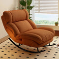 Sofa Rocking Chair Metal Frame with Adjustable Backrest Comfortable Decorative Chair Modern Ergonomic Sofa for Living Room Bedroom (Orange)