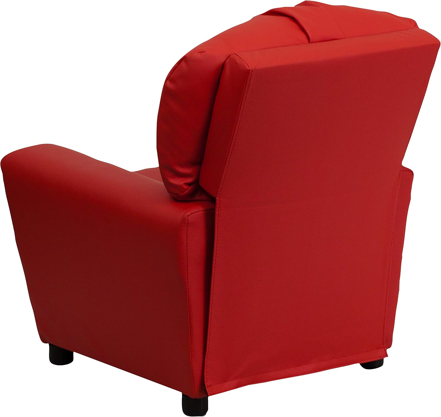 Flash Furniture Chandler Vinyl Kids Recliner with Cup Holder and Safety Recline, Contemporary Reclining Chair for Kids, Supports up to 90 lbs., Red