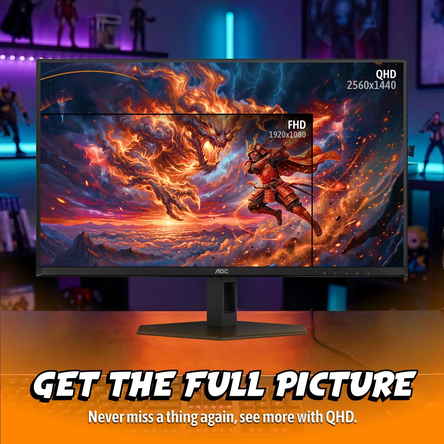 AOC Q27G40SDE New 27' QD-OLED Gaming Monitor, QHD 2560 x 1440, 360Hz 0.03ms, HDMI 2.0 x1, Display Port x1, NVIDIA G-Sync Compatible, Console Gaming Ready, 3-Year Zero-Bright-Dot