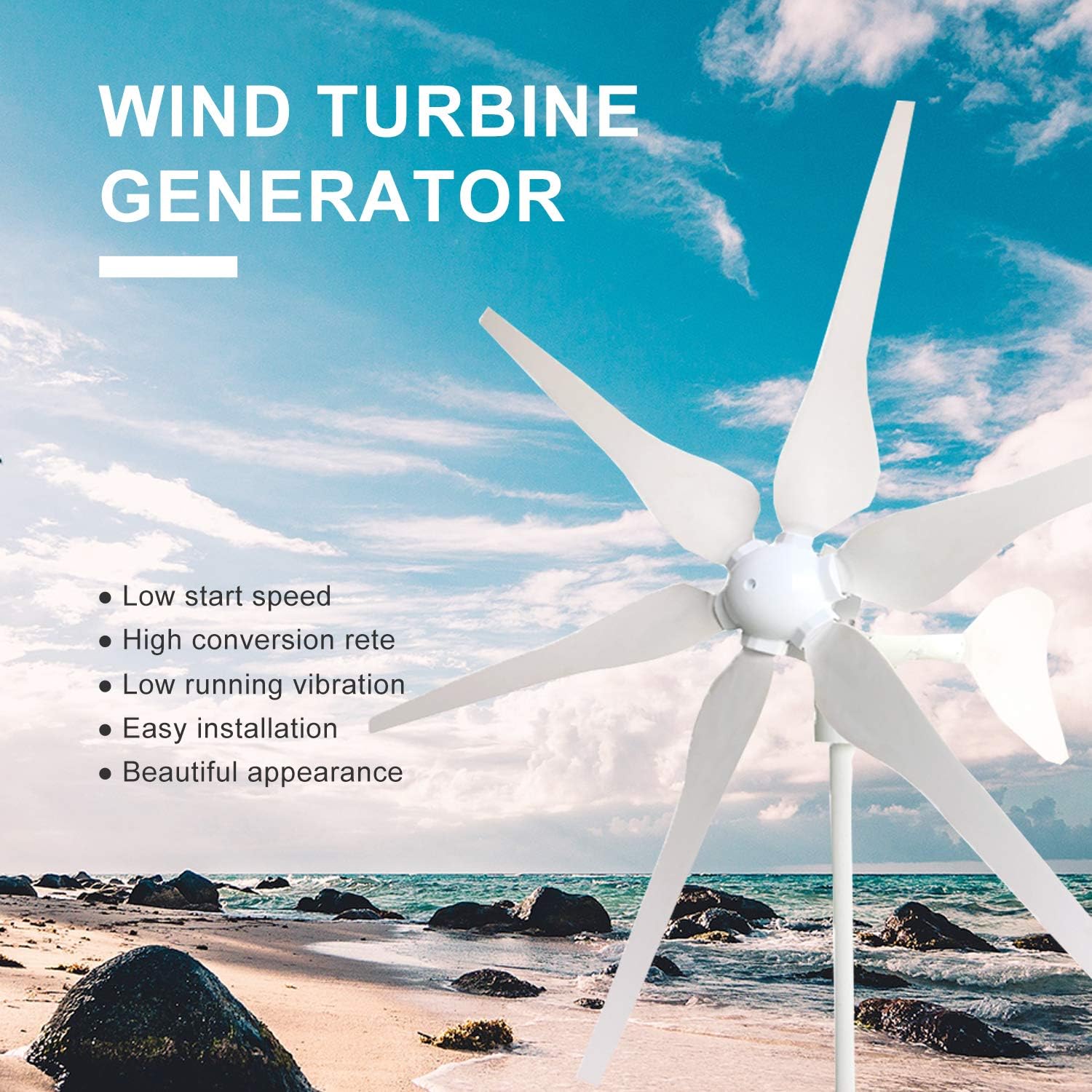 1000W Wind Turbine Generator Kit with 5pcs 120W Solar Panel Monocrystalline + 400W 12V Windmill + 2000W DC 12V to AC 120V Power Inverter + Hybrid Charge Controller