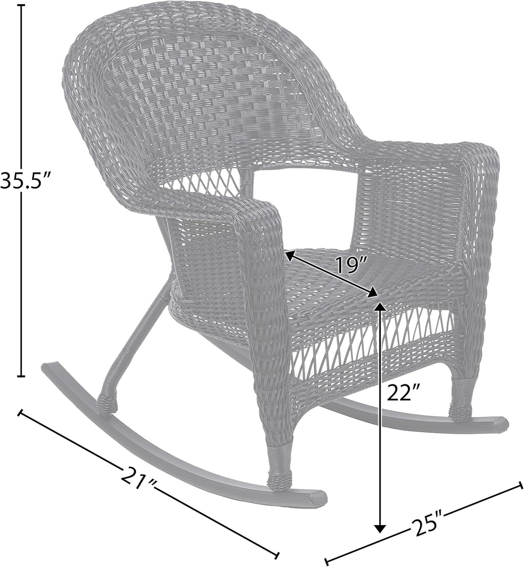 Jeco , Set of 2 Wicker Rocker Chairs, Black