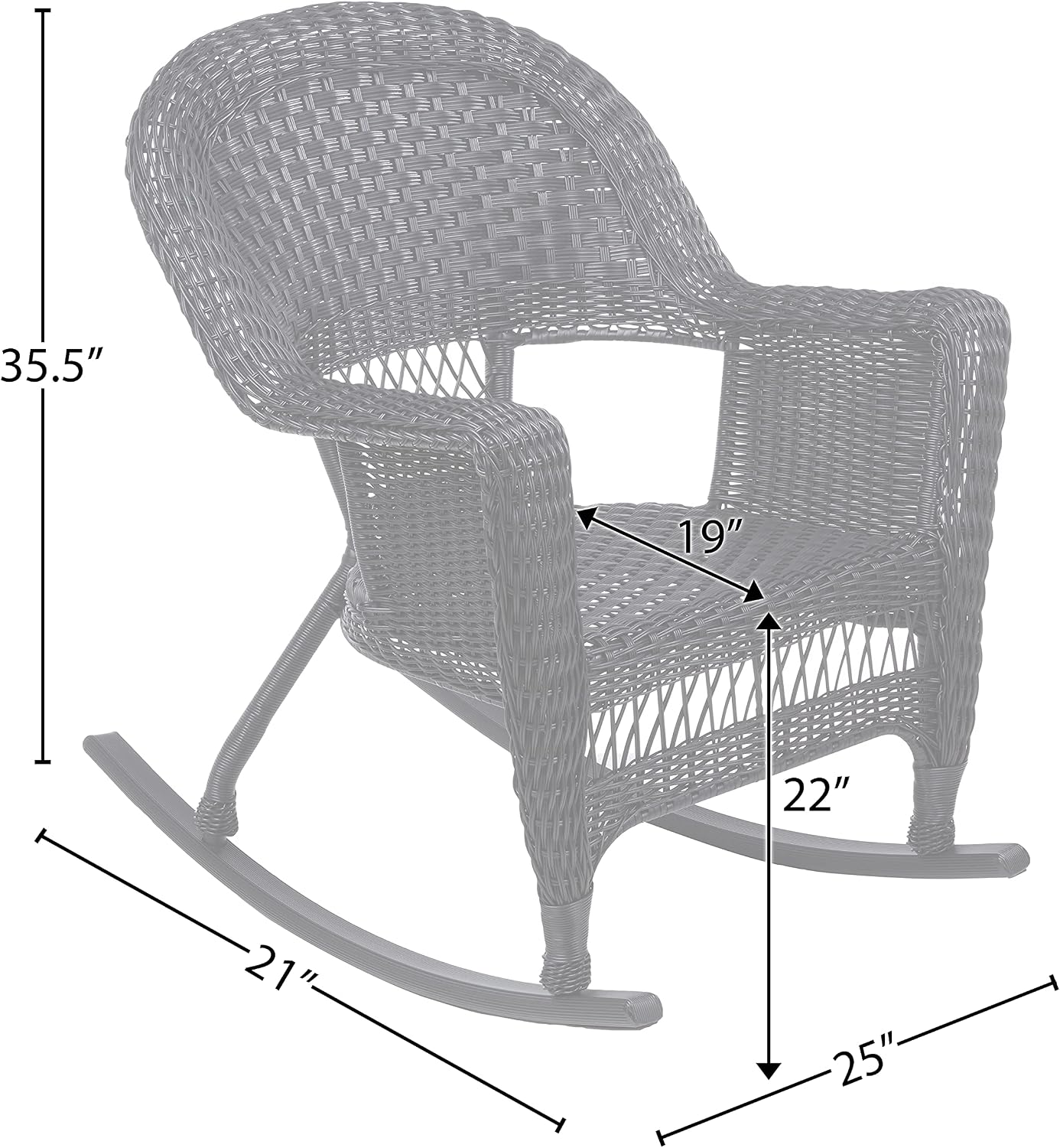 Jeco , Set of 2 Wicker Rocker Chairs, Black
